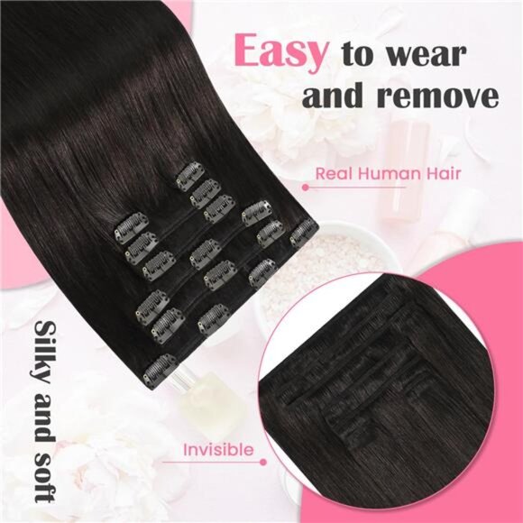 Dark Brown Clip in Hair Extensions Real Human Hair 70G 100% Remy Human main image 14